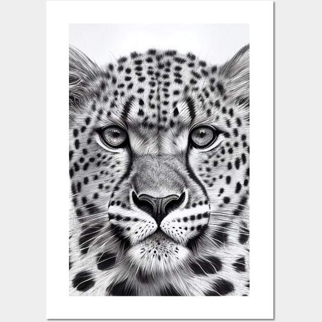 Cheetah Animal Wild Nature Illustration Line Epic Illustration Line Art Wall Art by Cubebox